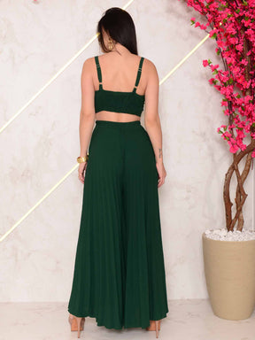Conjunto Calça Pantalona Plissada E Cropped Top Maitê Conjuntos Femininos