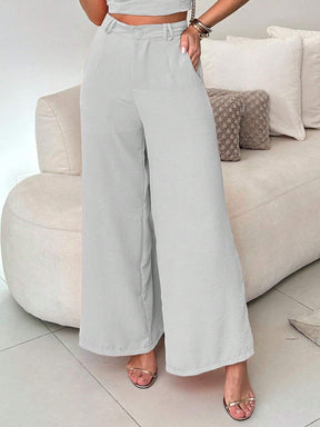 Conjunto Calça Pantalona E Cropped Tomara Que Caia Miriam