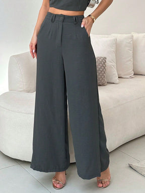 Conjunto Calça Pantalona E Cropped Tomara Que Caia Miriam