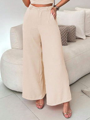Conjunto Calça Pantalona E Cropped Tomara Que Caia Miriam
