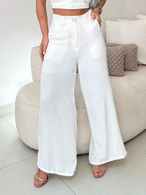Conjunto Calça Pantalona E Cropped Tomara Que Caia Miriam