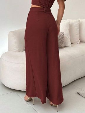 Conjunto Calça Pantalona E Cropped Tomara Que Caia Miriam