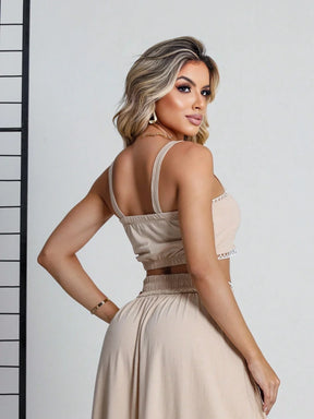 Vestido Midi Com Alça Fina Marina