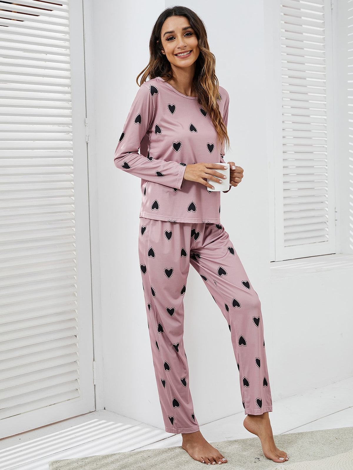 Pijama Longo De Corações Madamme