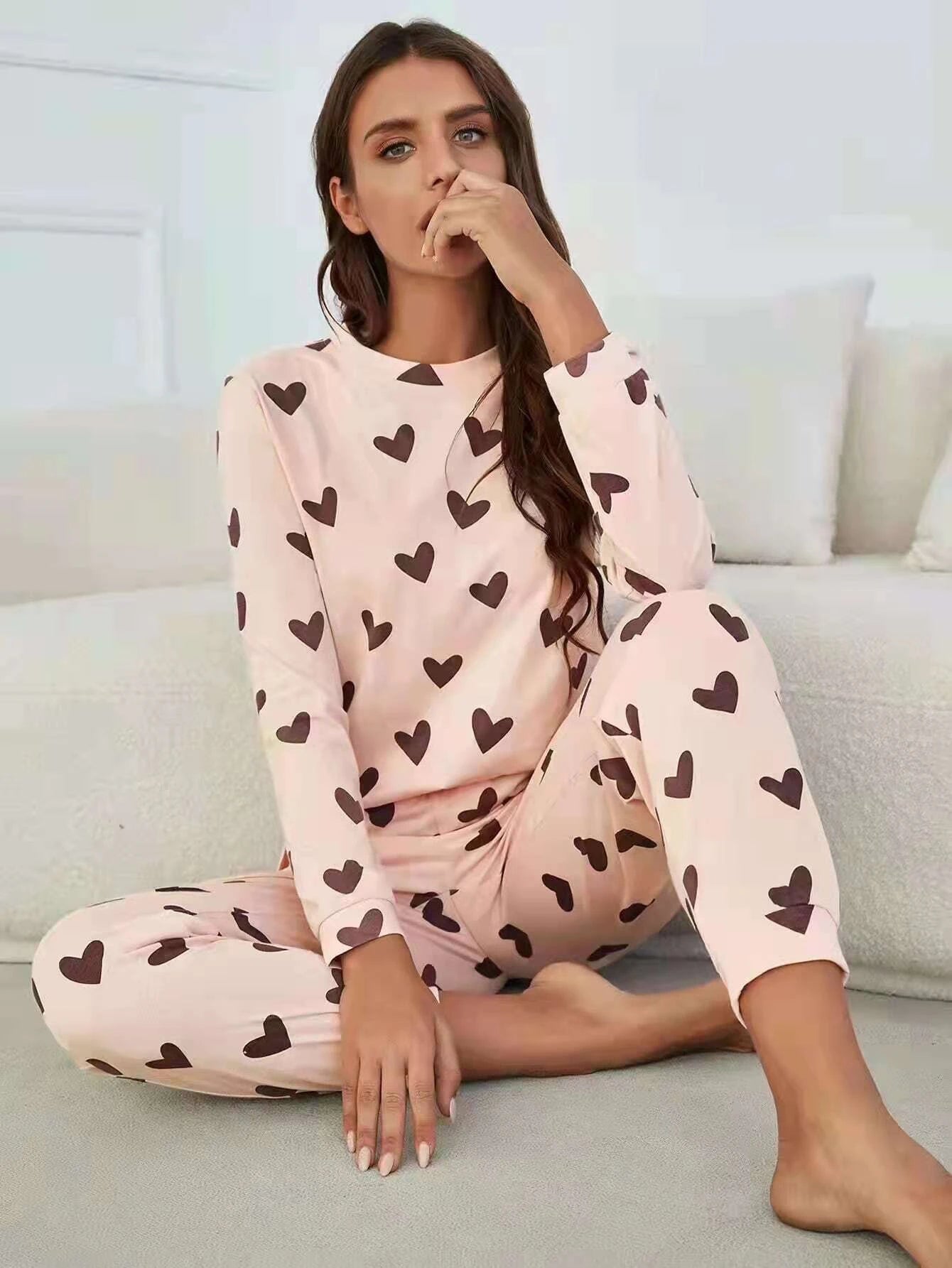 Pijama Longo Corações Babi