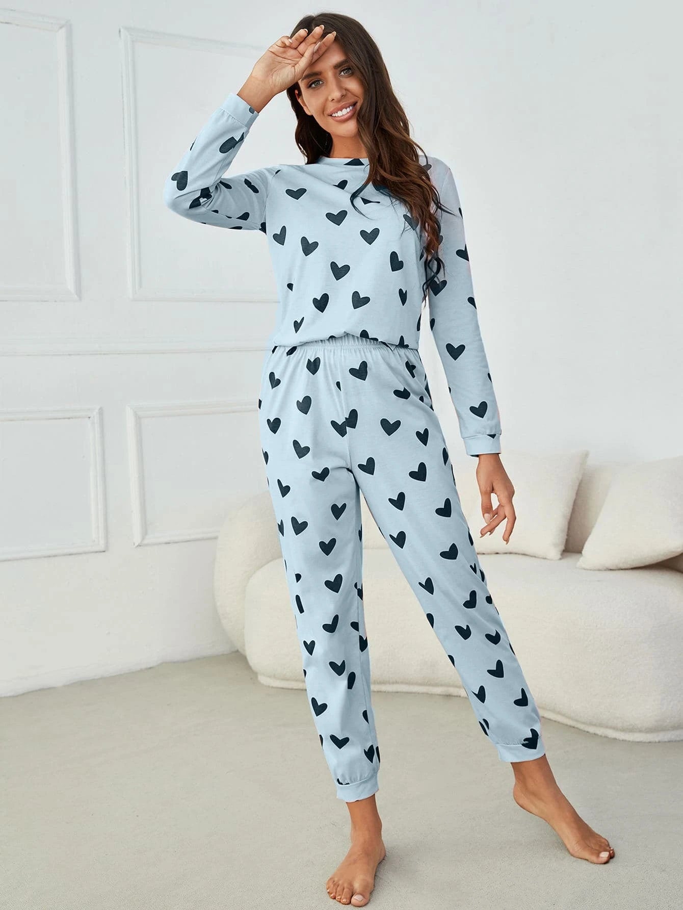 Pijama Longo Corações Babi