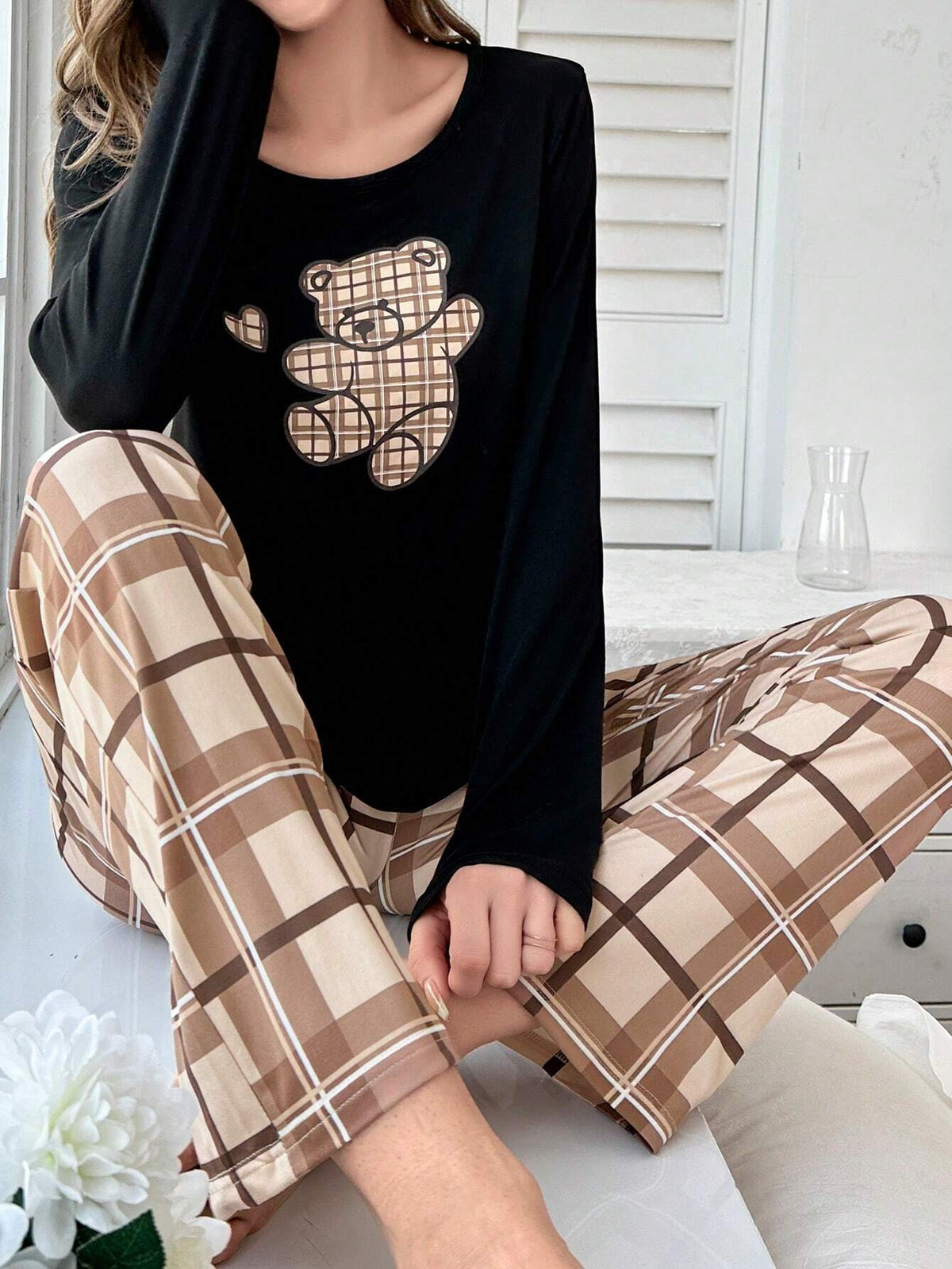 Pijama Longo Ursinho Xadrez Rachel