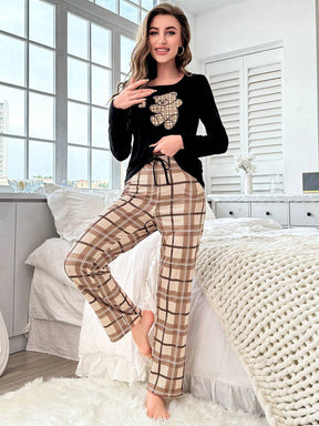 Pijama Longo Ursinho Xadrez Rachel