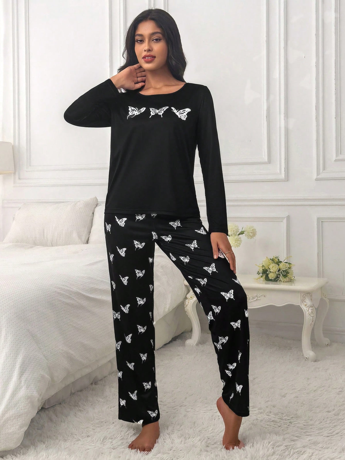 Pijama Longo Borboletas Delicadas Jasmine