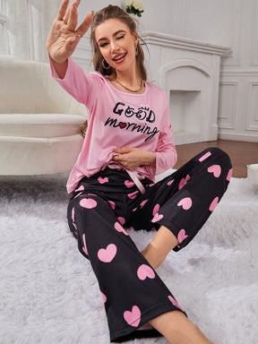 Pijama Longo Rosa Com Preto Larguinho Jéssica