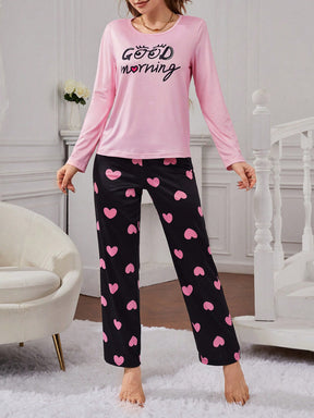 Pijama Longo Rosa Com Preto Larguinho Jéssica