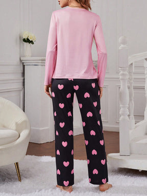 Pijama Longo Rosa Com Preto Larguinho Jéssica