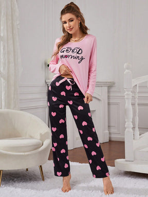 Pijama Longo Rosa Com Preto Larguinho Jéssica