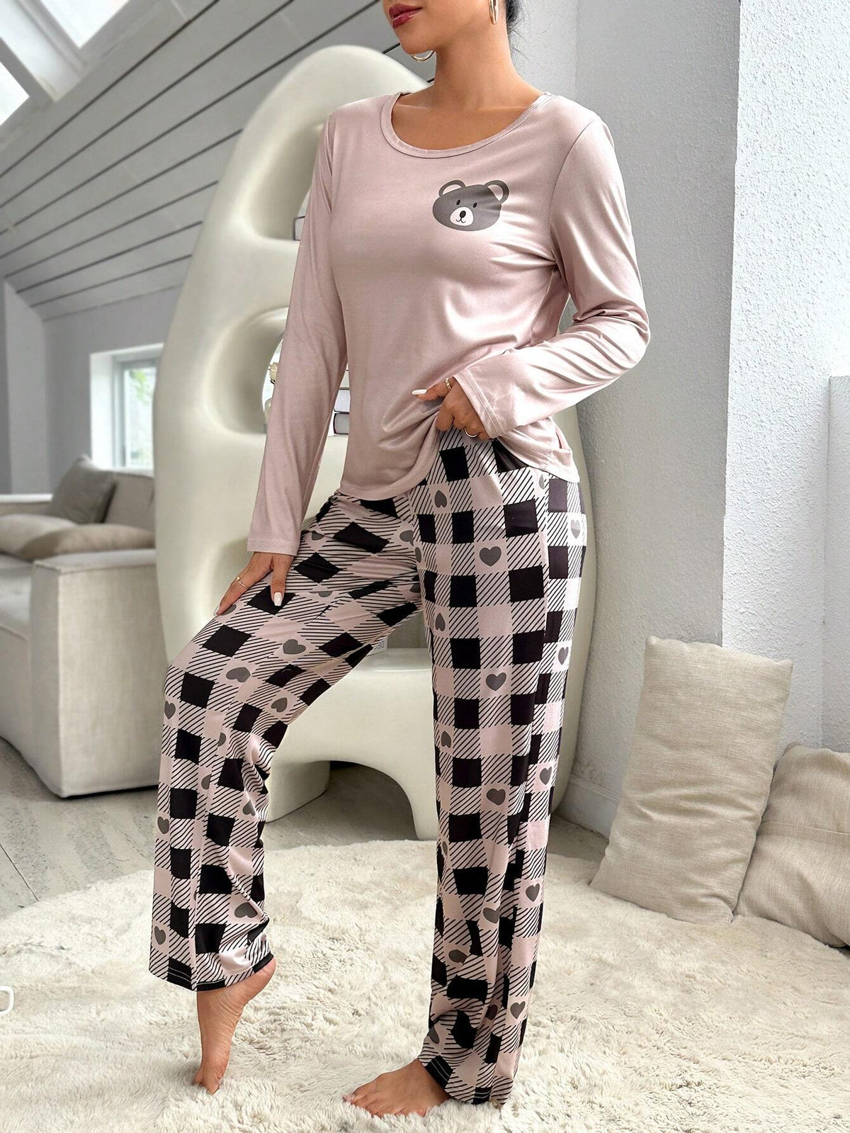 Pijama Longo Ursinho Xadrez Tammy