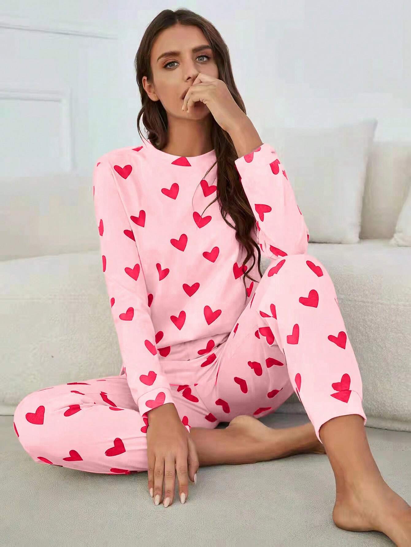 Pijama Longo Corações Babi