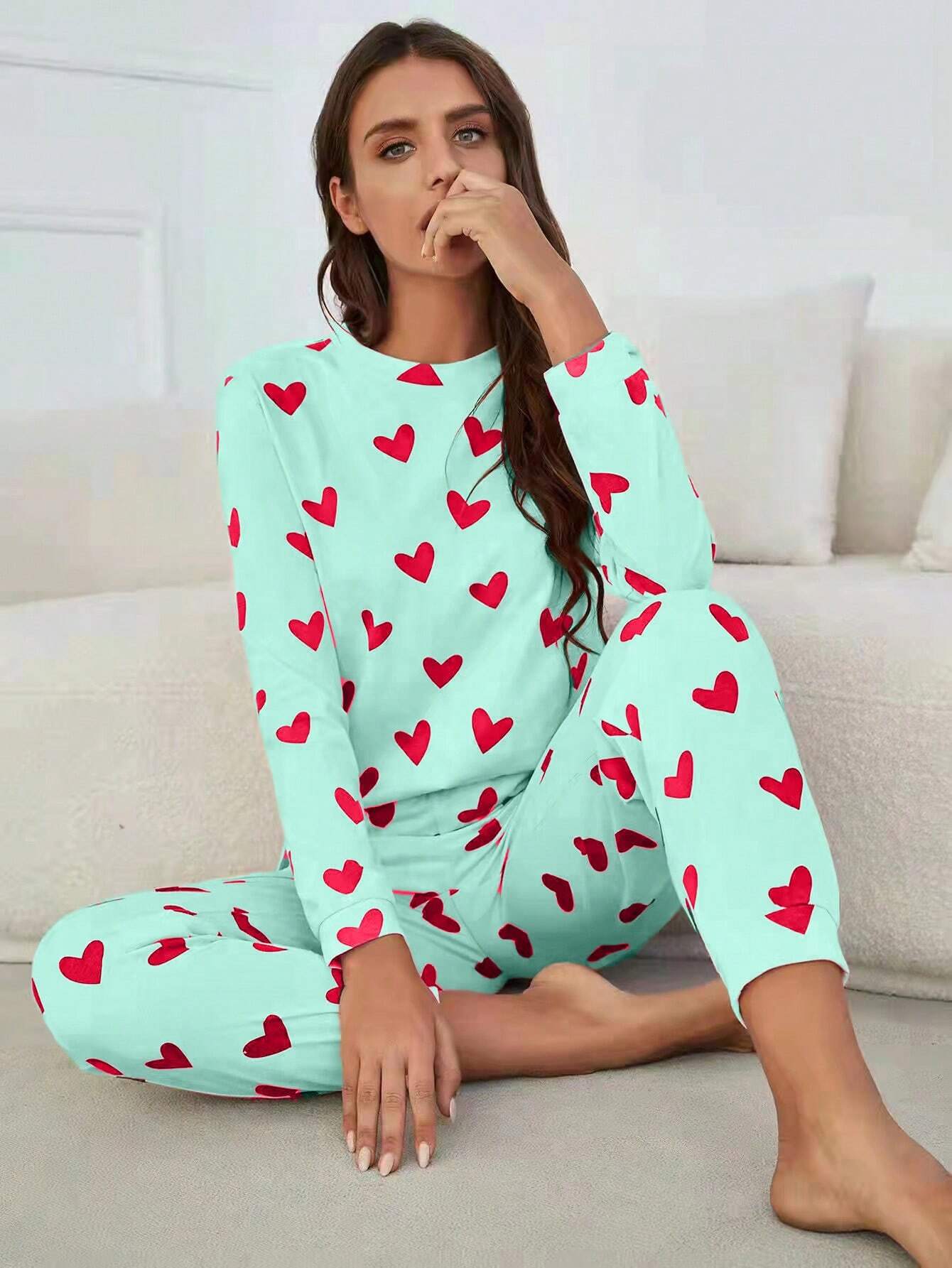 Pijama Longo Corações Babi