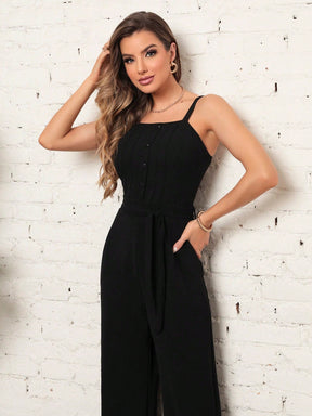 Macacão Longo Plissado De Alçinha Luana Feminino