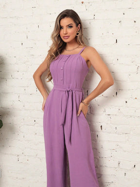 Macacão Longo Plissado De Alçinha Luana Feminino