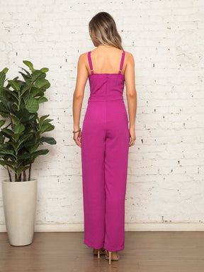 Macacão Longo Plissado De Alçinha Luana Feminino