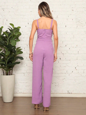 Macacão Longo Plissado De Alçinha Luana Feminino