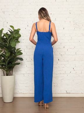 Macacão Longo Plissado De Alçinha Luana Feminino