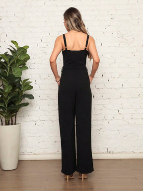 Macacão Longo Plissado De Alçinha Luana Feminino
