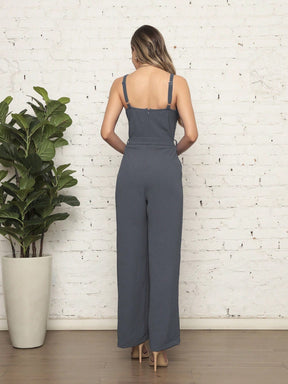 Macacão Longo Plissado De Alçinha Luana Feminino