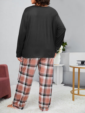 Pijama Longo Plus Size Coração Xadrez Jane