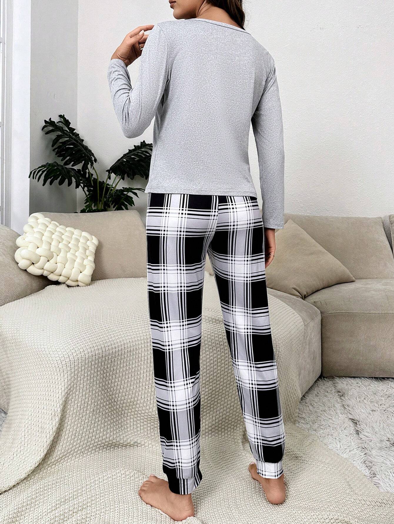 Pijama Longo Panda Xadrez Natalie