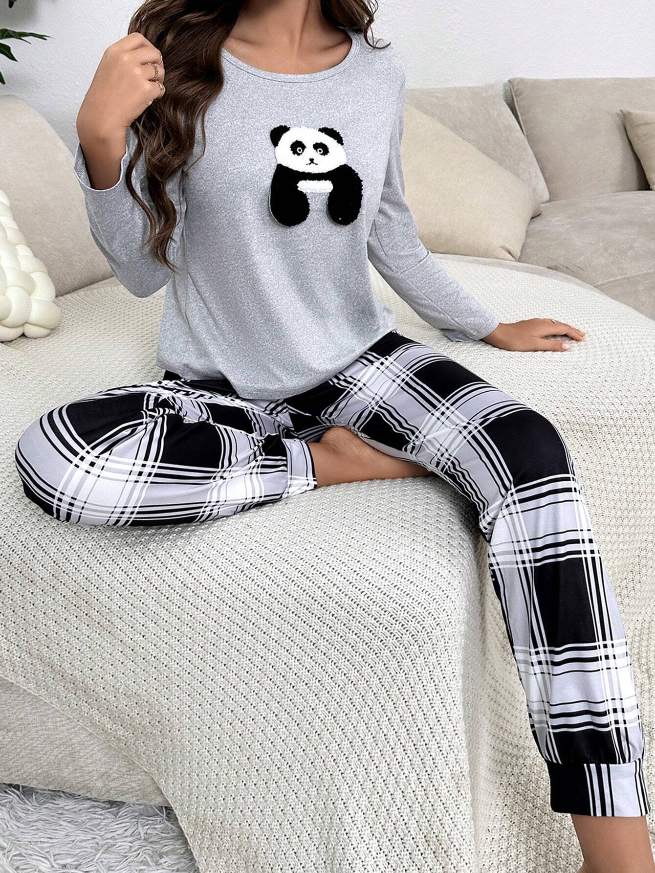 Pijama Longo Panda Xadrez Natalie