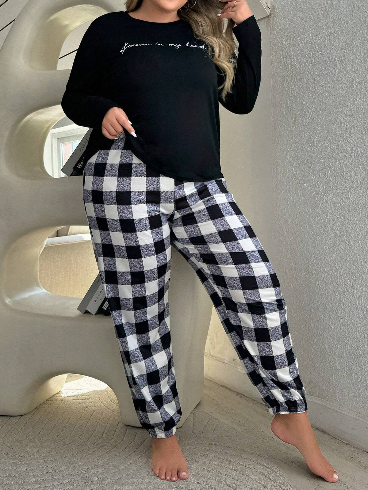 Pijama Longo Plus Size Xadrez Jordana