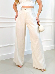 Calça Alfaiataria Pantalona Luana Bege / P