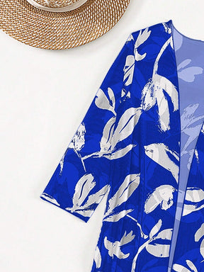 Conjunto De 3 Peças Biquíni Com Amarração E Quimono Estampado Lourdes