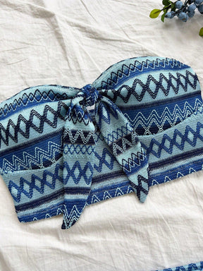 Conjunto Casual 2 Peças - Top Bandeau e Shorts Cintura Alta