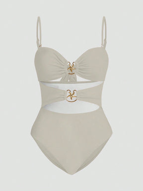 Conjunto De 3 Peças Maiô Com Decote Vazado E Saia Com Detalhe De Amarração Zuleica