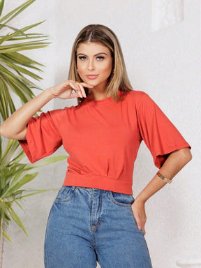Blusa Cropped Com Manga Esvoaçante Natália