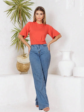 Blusa Cropped Com Manga Esvoaçante Natália