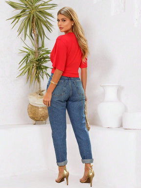 Blusa Cropped Com Manga Esvoaçante Natália