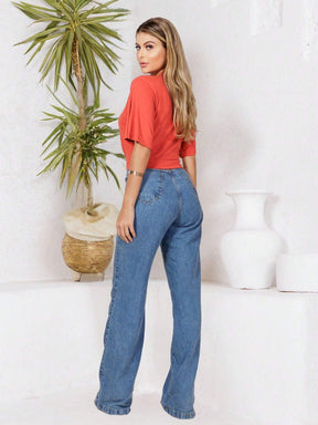 Blusa Cropped Com Manga Esvoaçante Natália