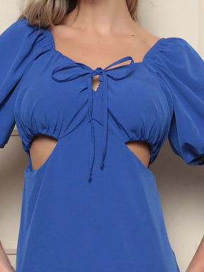 Vestido Curto Com Manga Bufante Ombro Á Nicole