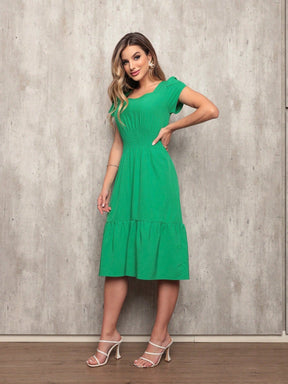Vestido Plissado Caimento Solto Milena Vestidos Midi Femininos