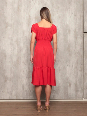 Vestido Plissado Caimento Solto Milena Vestidos Midi Femininos