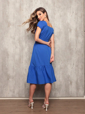 Vestido Plissado Caimento Solto Milena Vestidos Midi Femininos
