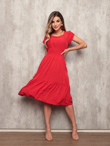 Vestido Plissado Caimento Solto Milena Vermelho / P Vestidos Midi Femininos