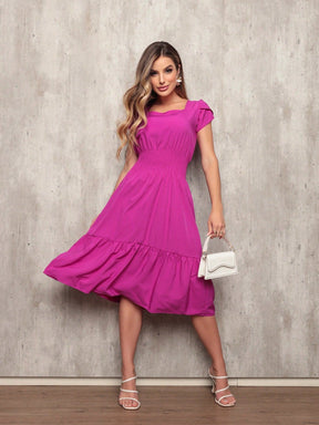 Vestido Plissado Caimento Solto Milena Fúcsia / P Vestidos Midi Femininos