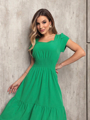 Vestido Plissado Caimento Solto Milena Vestidos Midi Femininos