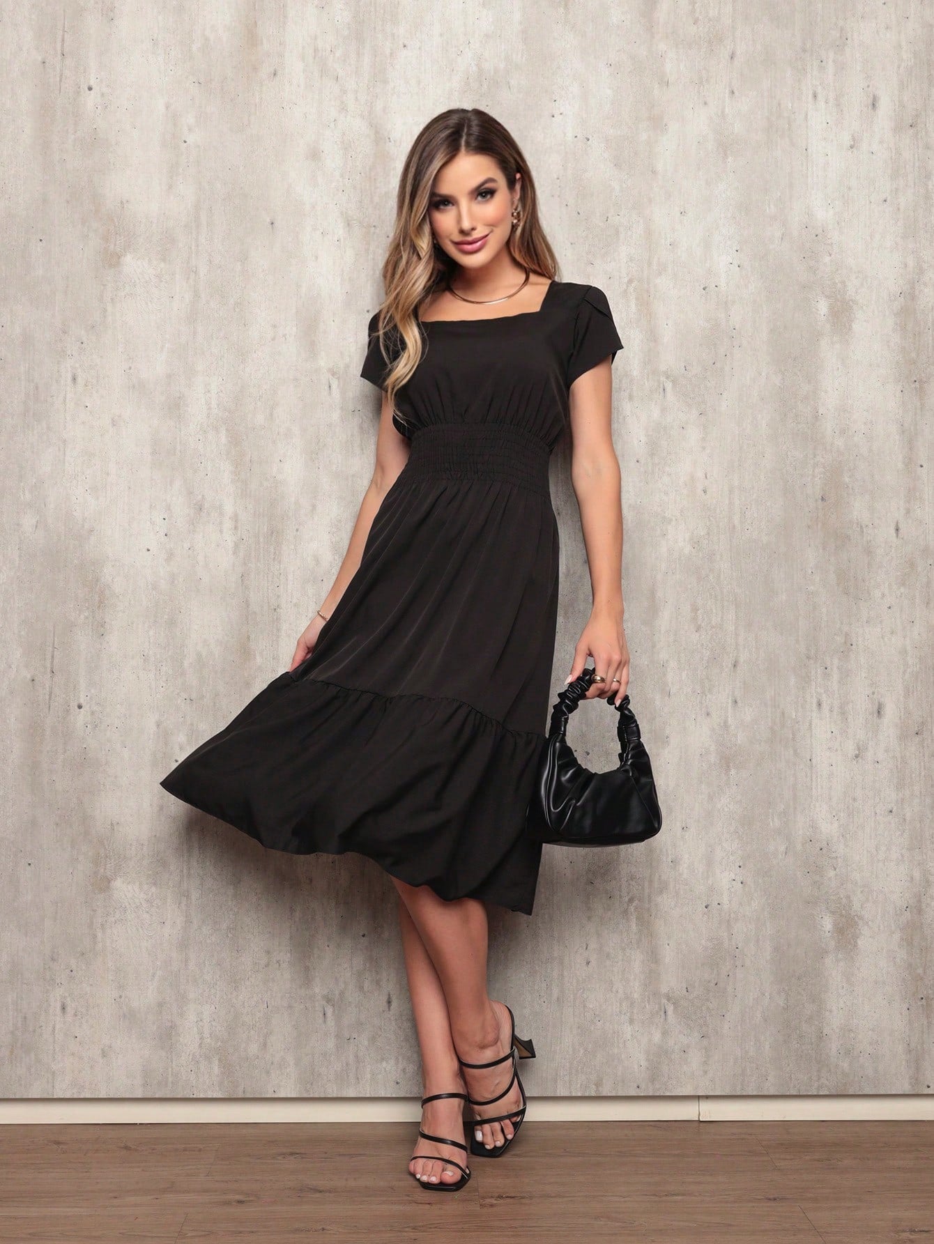 Vestido Plissado Caimento Solto Milena Vestidos Midi Femininos