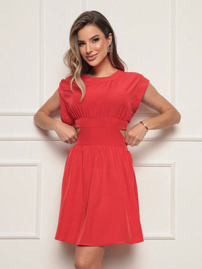 Vestido Curto Crepinho Com Fendas Lívia