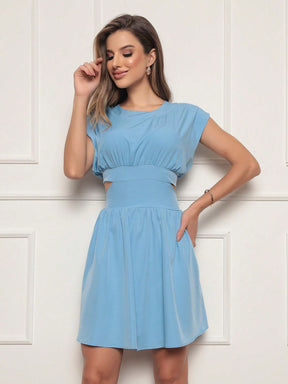 Vestido Curto Crepinho Com Fendas Lívia