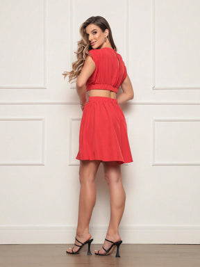 Vestido Curto Crepinho Com Fendas Lívia